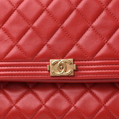 Chanel Lambskin Quilted Beauty CC Boy Clutch Red 10 of 13