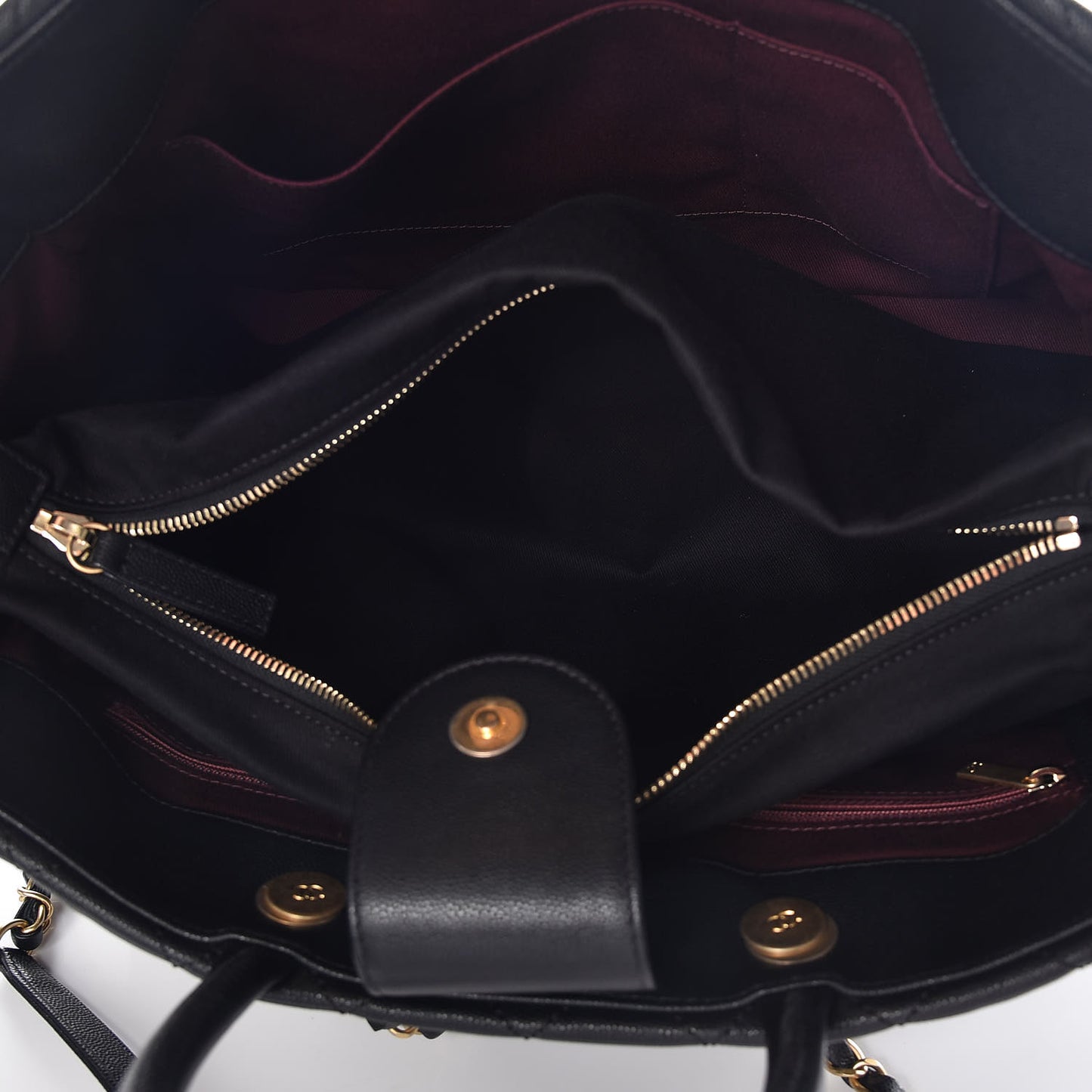 Caviar Quilted Large Coco Handle Shopping Tote Black