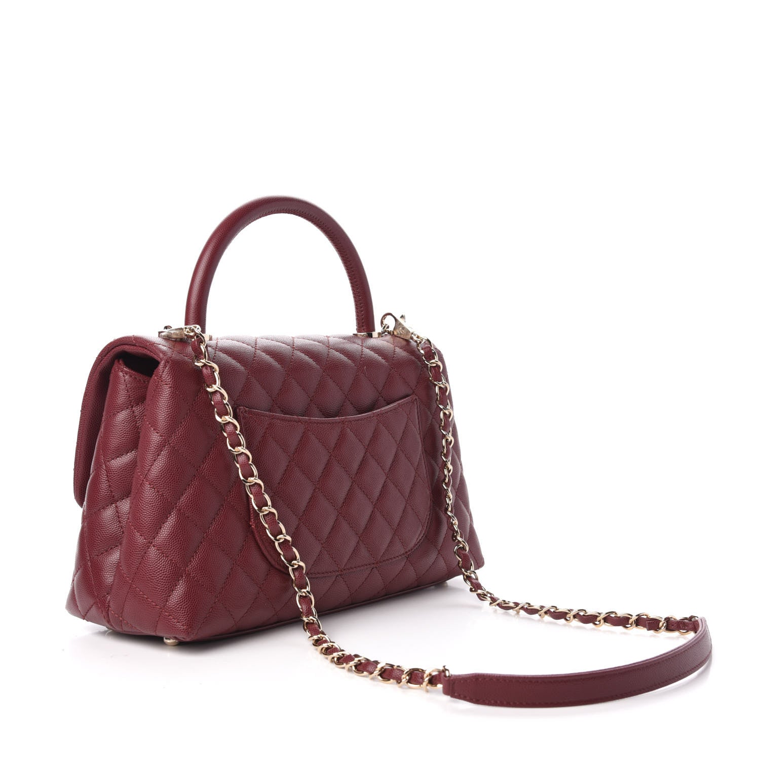Chanel Caviar Quilted Small Coco Handle Flap Burgundy 4 of 11