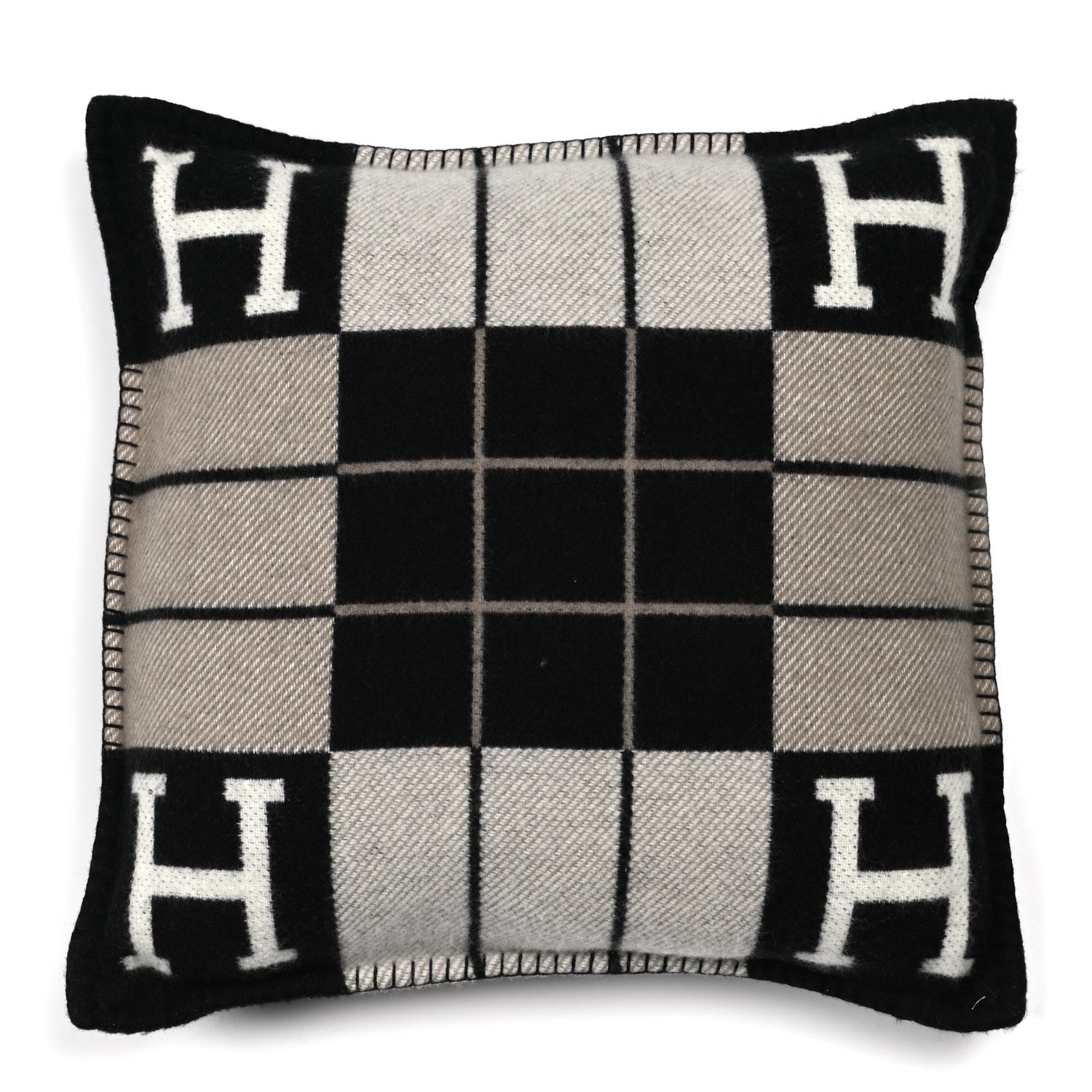 Hermes Wool Cashmere Avalon III Pillow PM Ecru Black 1 of 3