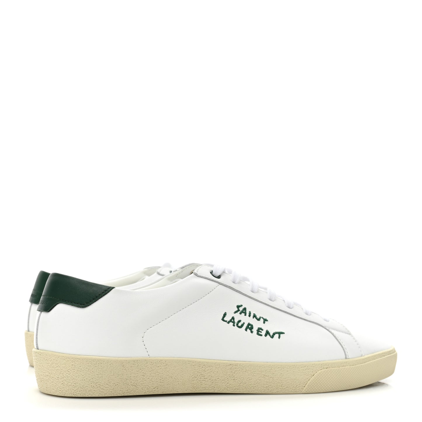 Calfskin Embroidered Mens Court Classic Sneakers 44 White Dark Basil