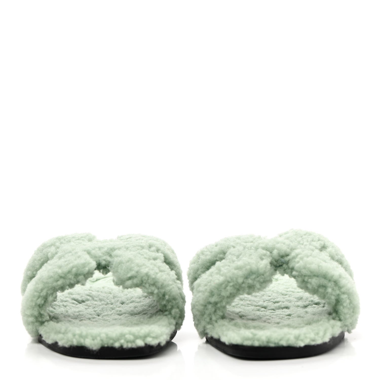 Hermes Woolskin Oran Sandals 36.5 Vert D’Eau 2 of 8