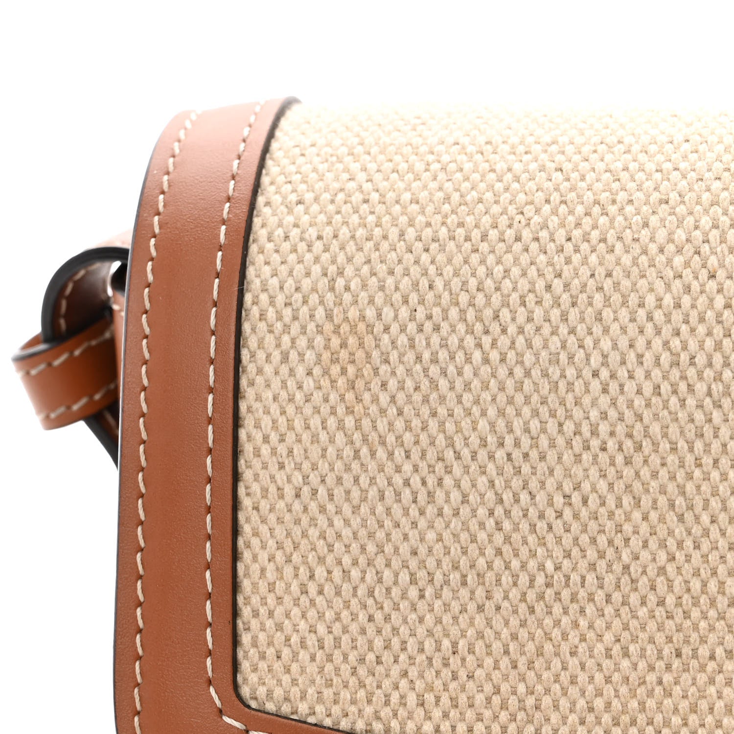 Celine Textile Natural Calfskin Teen Triomphe Tan White 13 of 13