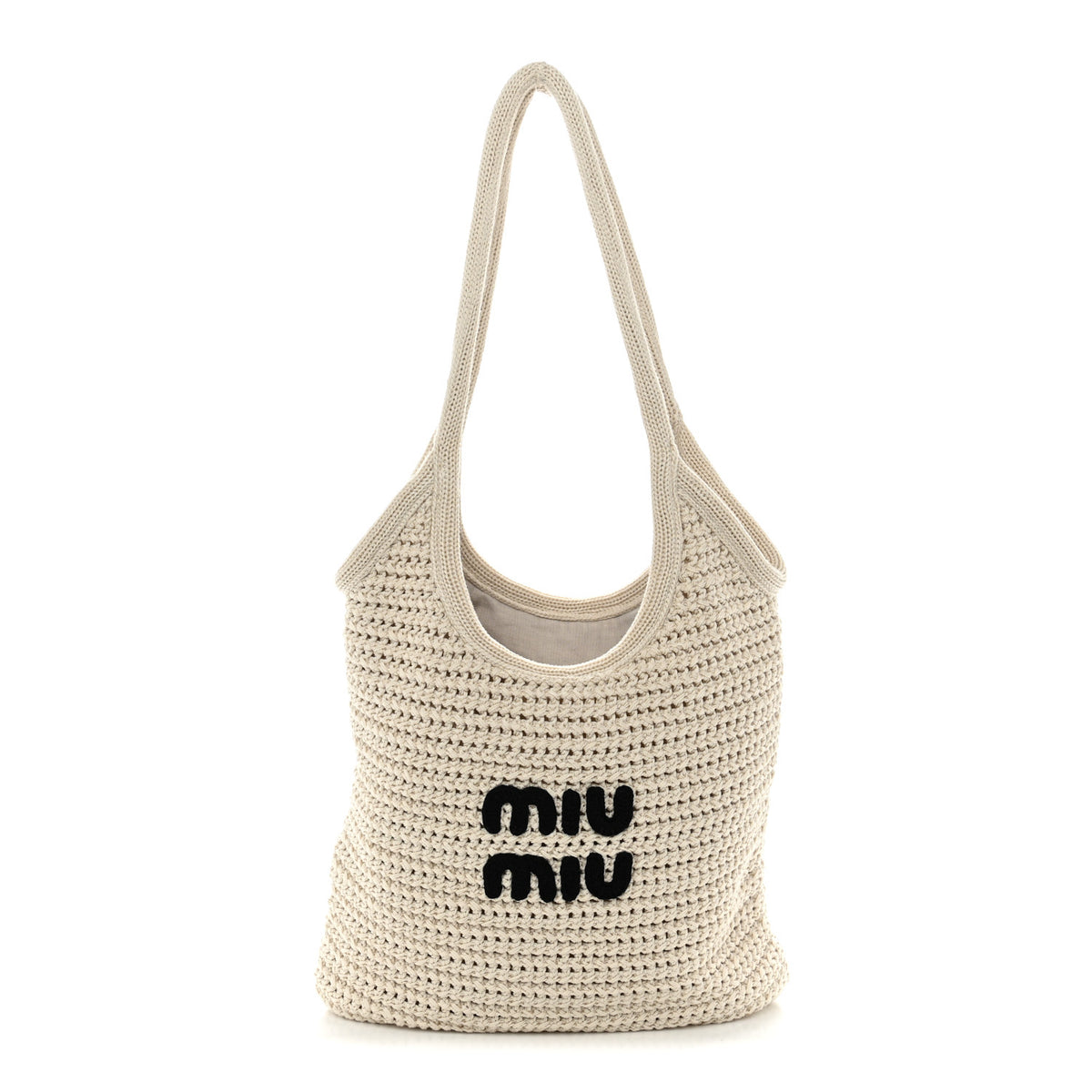 Miu Miu Cotton Crochet Ivy Bag Chalk White Black 1 of 11