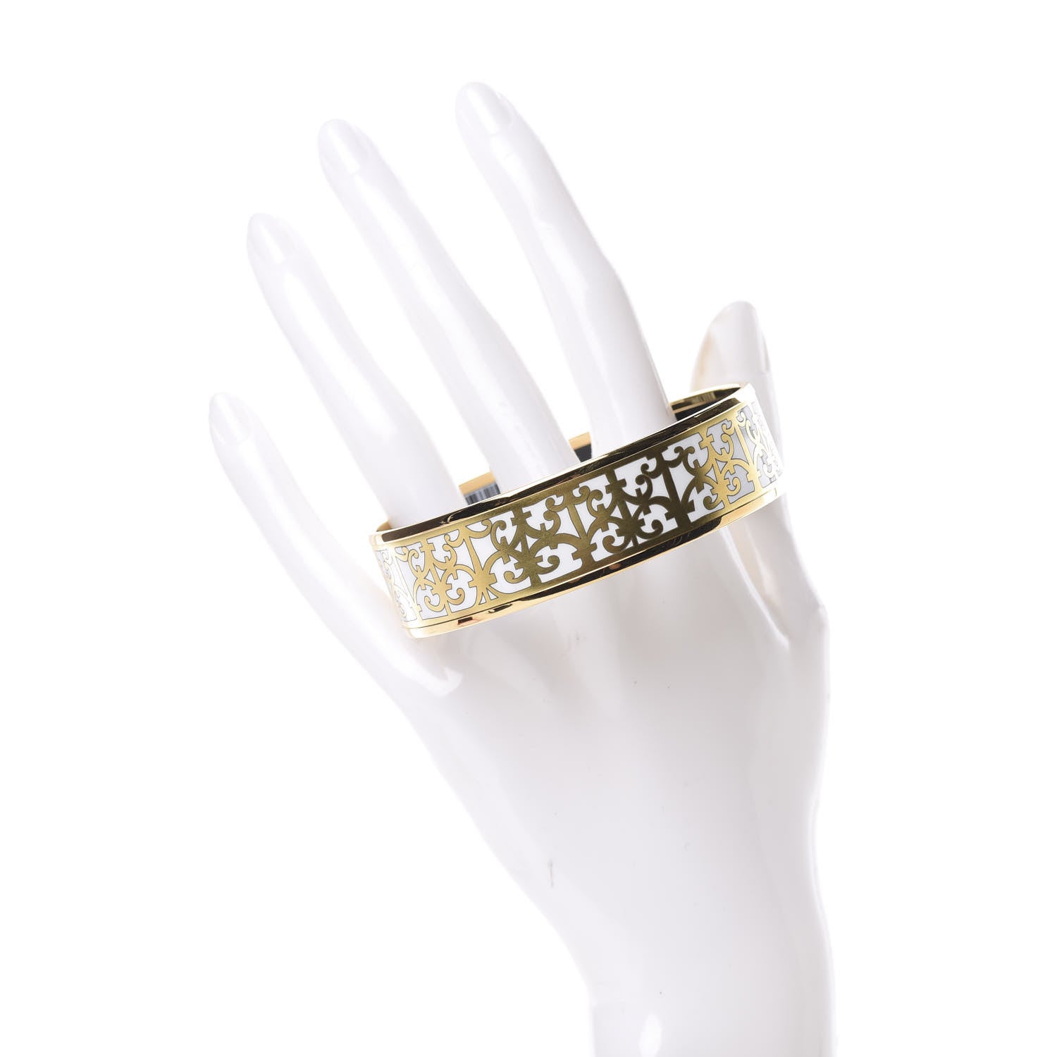Hermes Enamel Printed Wide Balcons du Guadalquivir Bracelet 70 Gold 2 of 6
