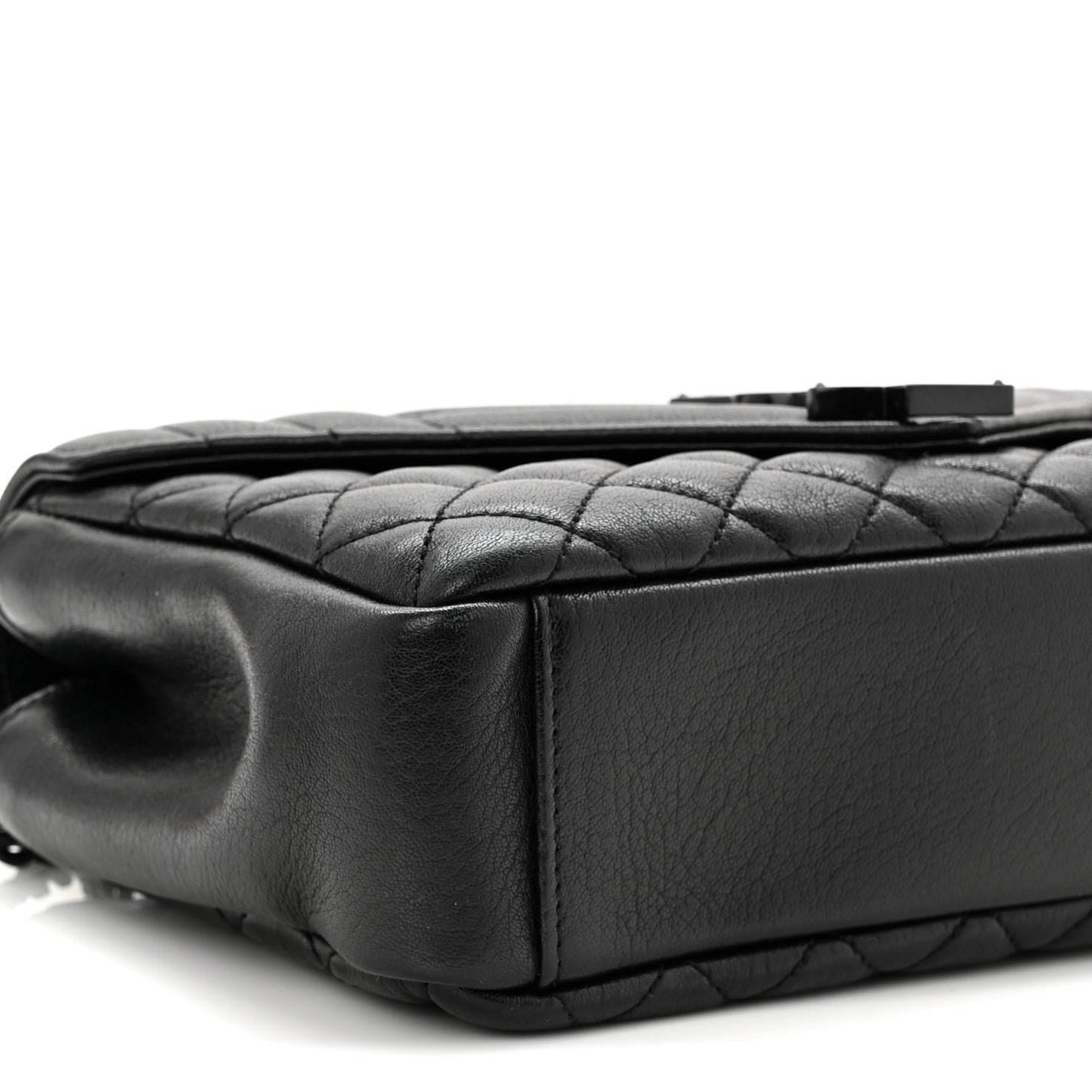 Sheepskin Mixed Matelasse Triquilt Medium Monogram Monochrome College Bag Black