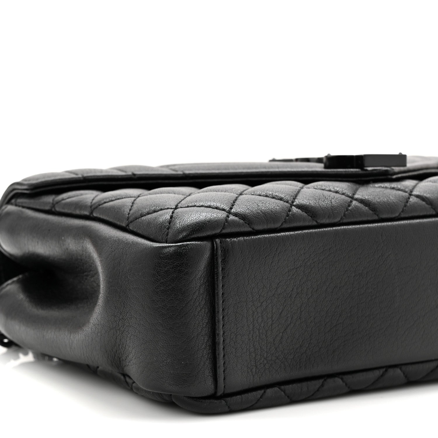Saint Laurent Sheepskin Mixed Matelasse Triquilt Medium Monogram Monochrome College Bag Black 9 of 11