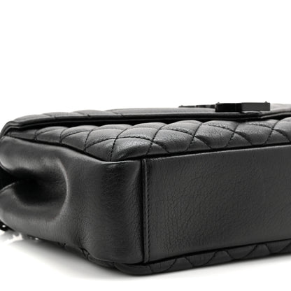 Saint Laurent Sheepskin Mixed Matelasse Triquilt Medium Monogram Monochrome College Bag Black 9 of 11
