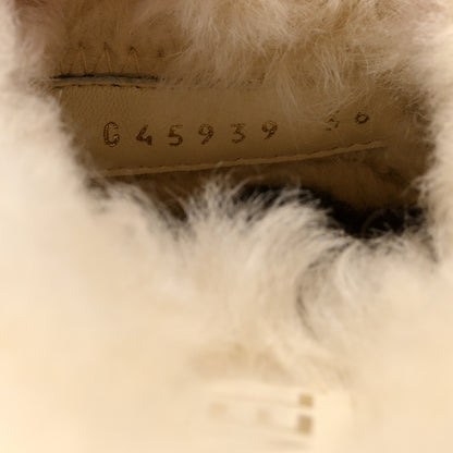 Chanel Suede Shearling CC Cap Toe Mules 36 Beige Black 9 of 10