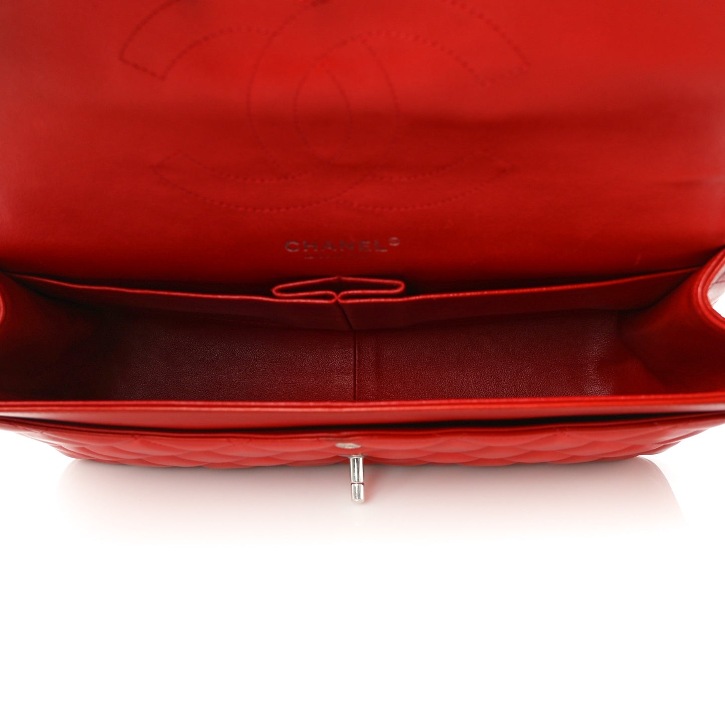 Lambskin Quilted Jumbo Double Flap Red