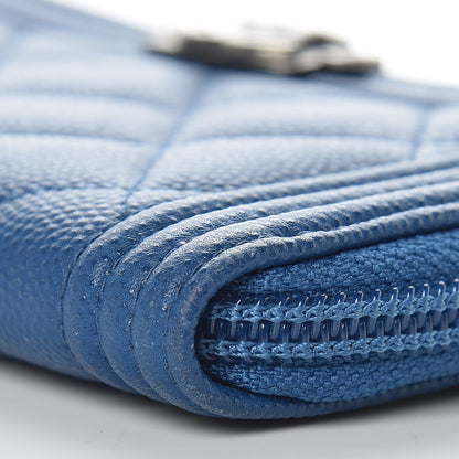 Chanel Caviar Quilted Boy Small Zip Around Wallet Blue 10 of 10