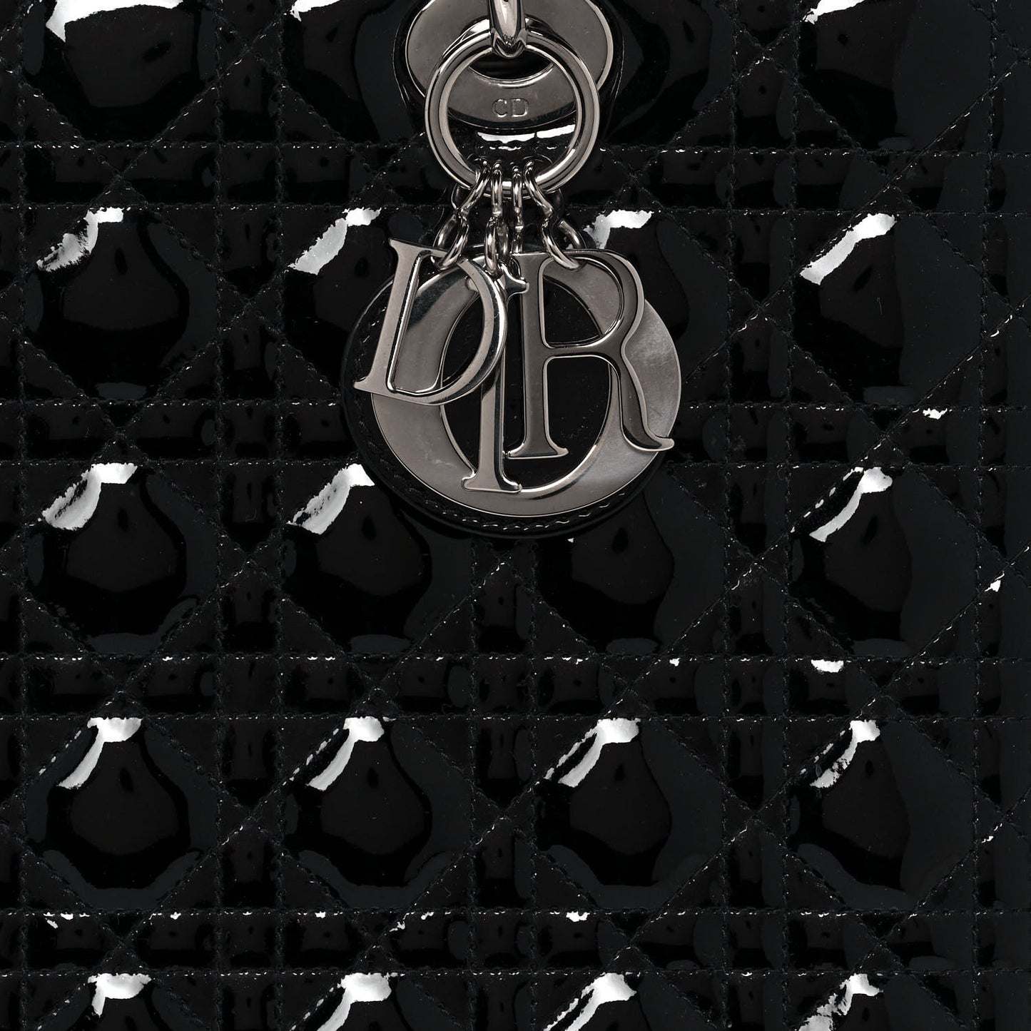 Patent Cannage Large Lady Dior Black