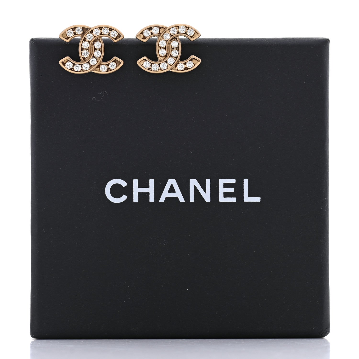 Chanel Crystal CC Earrings Gold 5 of 5