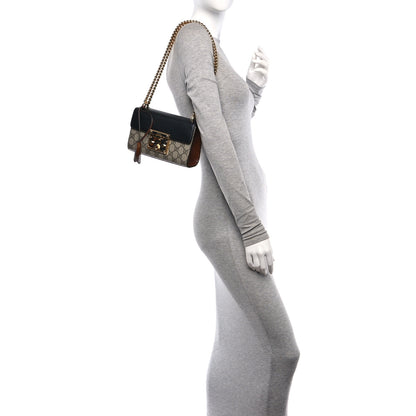 Gucci GG Supreme Monogram Calfskin Small Padlock Shoulder Bag Beige Black Cuir 2 of 10