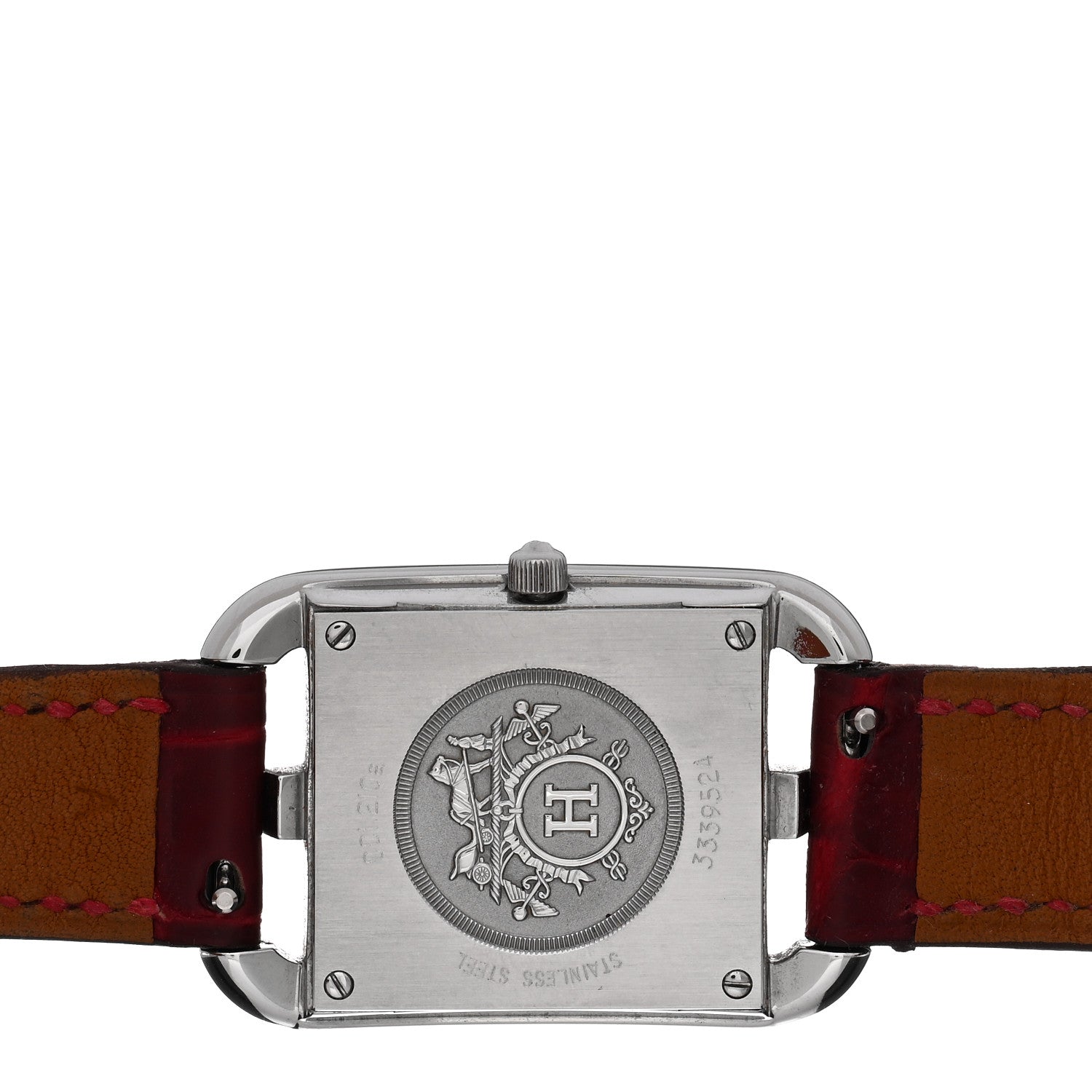 Hermes Stainless Steel Alligator 23mm Cape Cod Quartz Watch Braise 4 of 5