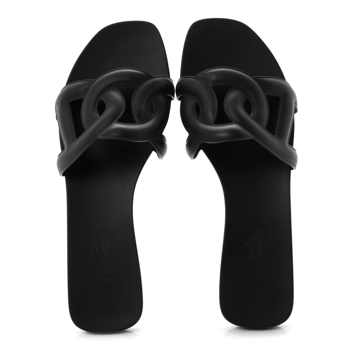 Hermes Rubber Aloha Sandals 37 Black 2 of 9