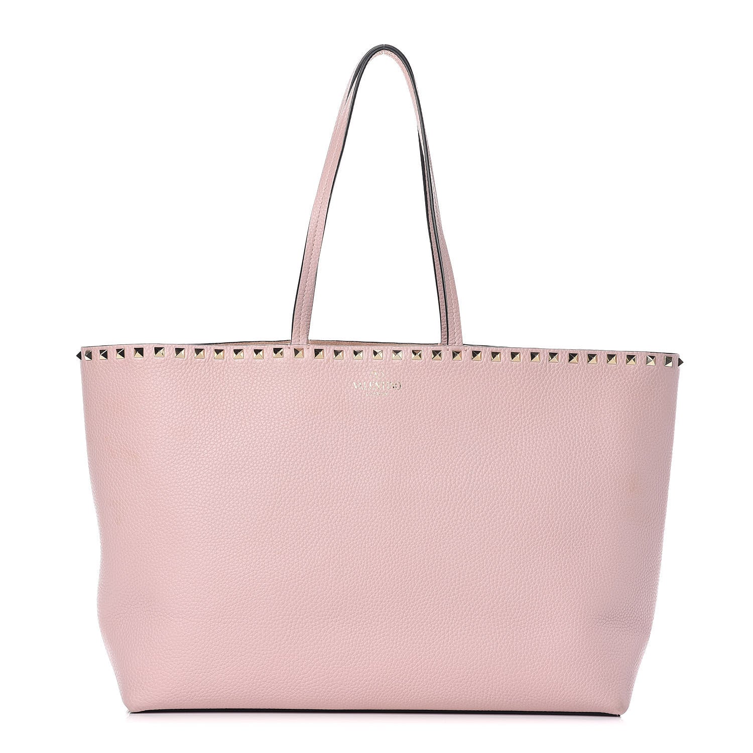 Valentino Garavani Grained Calfskin Rockstud Shoulder Tote Water Rose 1 of 17