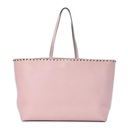 Valentino Garavani Grained Calfskin Rockstud Shoulder Tote Water Rose 1 of 17