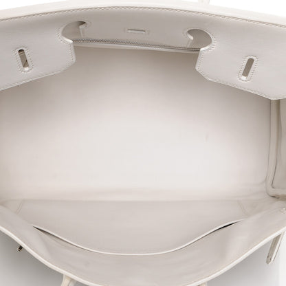 Hermes Swift Toile Birkin 35 Blanc Vert Miliatire 7 of 27