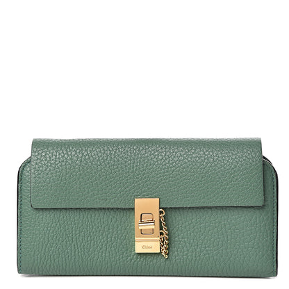 Chloe Grained Lambskin Drew Long Wallet with Flap Soft Green 1 of 12