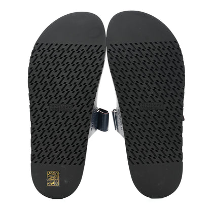 Hermes Calfskin Mens Chypre Sandals 43.5 Bleu Celeste Bordeaux 5 of 8