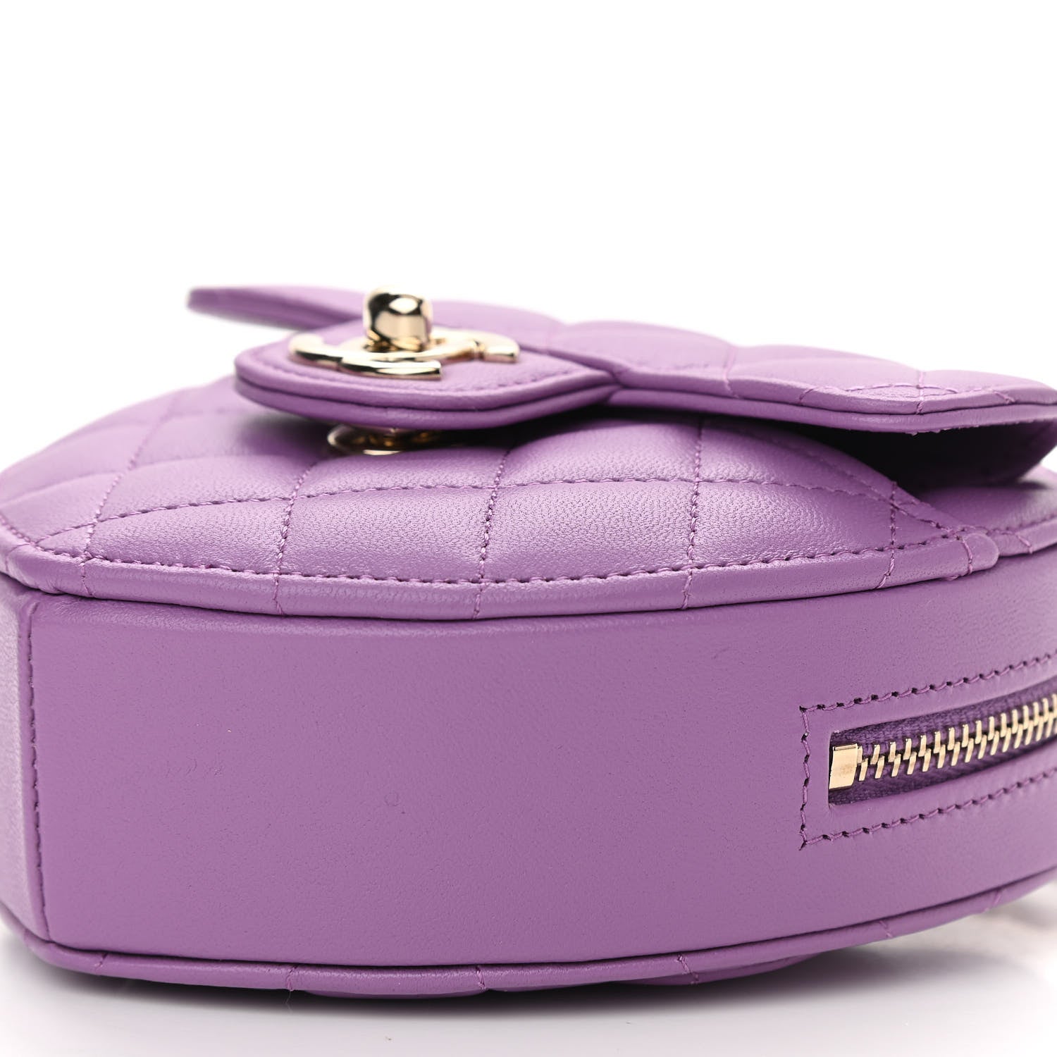 Chanel Lambskin Quilted CC In Love Heart Clutch With Chain Purple 9 of 10