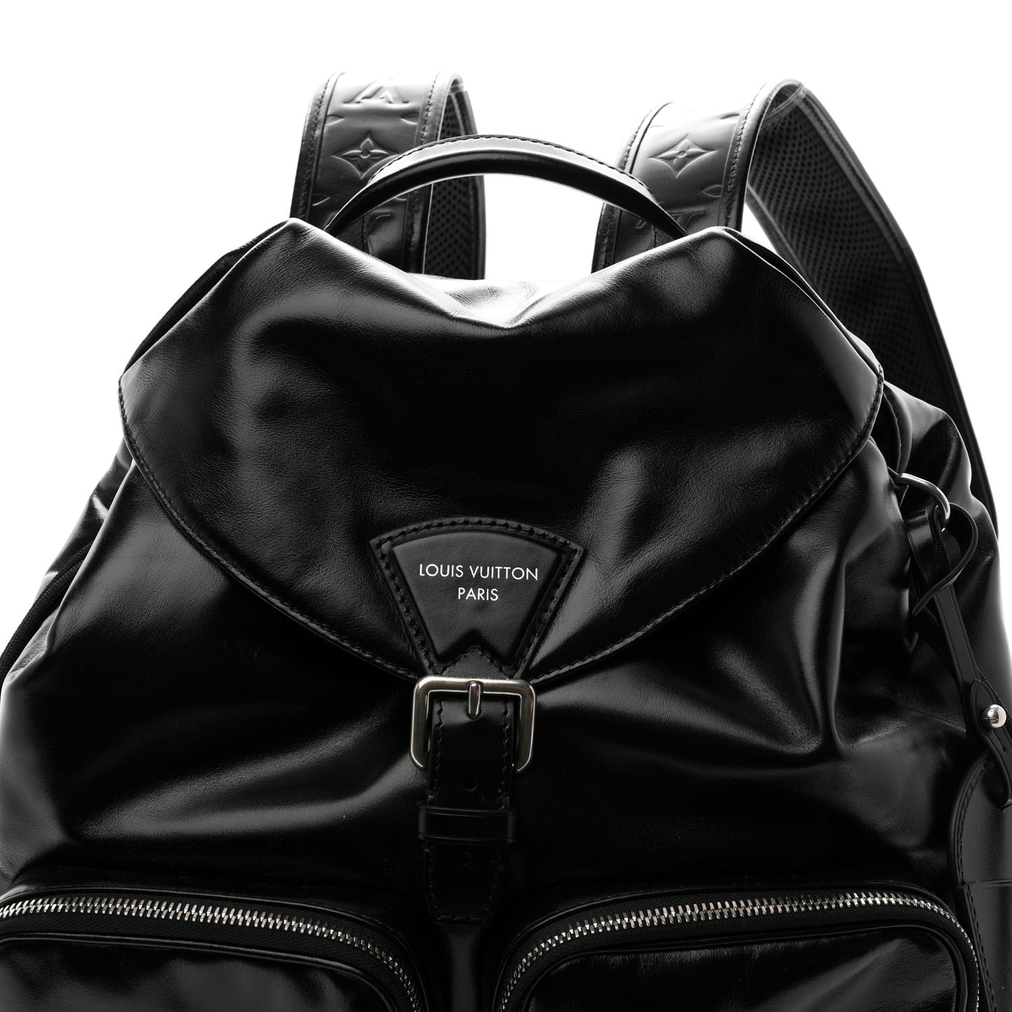 Shiny Calfskin Montsouris Cargo Backpack Black