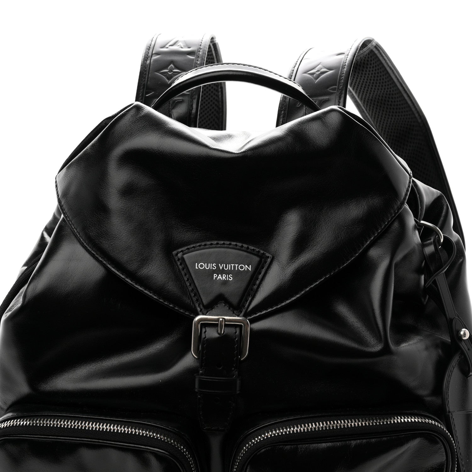 Louis Vuitton Shiny Calfskin Montsouris Cargo Backpack Black 7 of 10