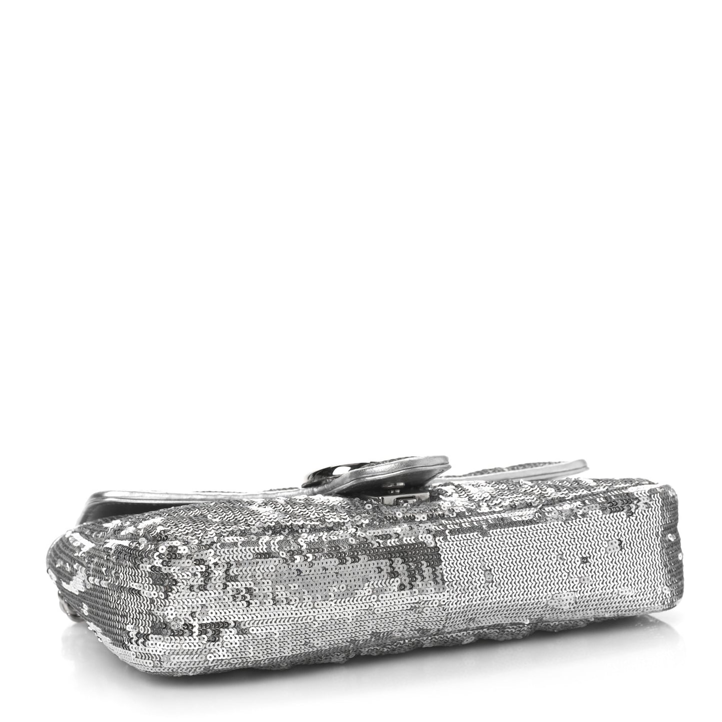 Sequin Matelasse Small GG Marmont Shoulder Bag Silver