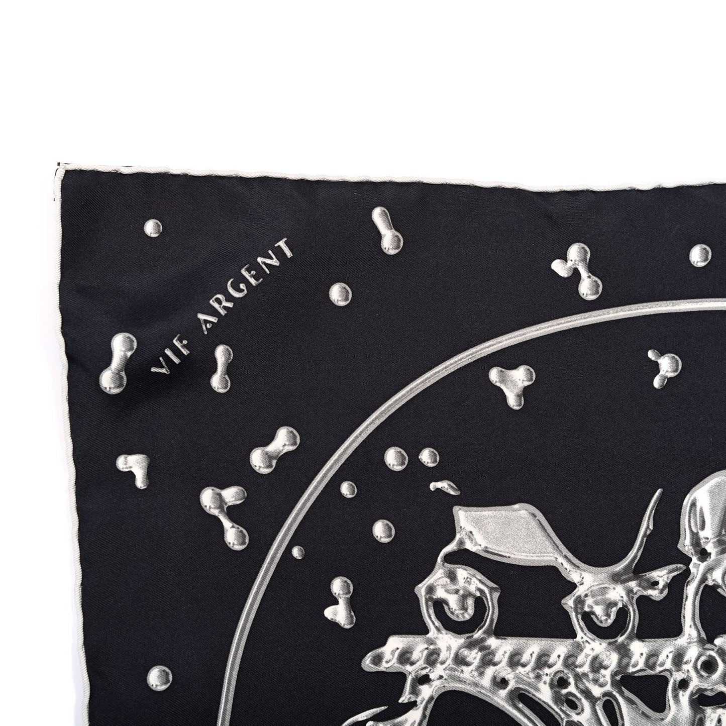 Silk Vif Argent Pocket Square Scarf Gris Black Argent