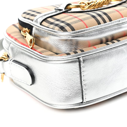 Burberry Smooth Calfskin 1983 Knight Check Link Camera Bag Silver 8 of 9