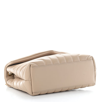 Saint Laurent Calfskin Y Quilted Monogram Small Loulou Chain Satchel Dark Beige 4 of 9