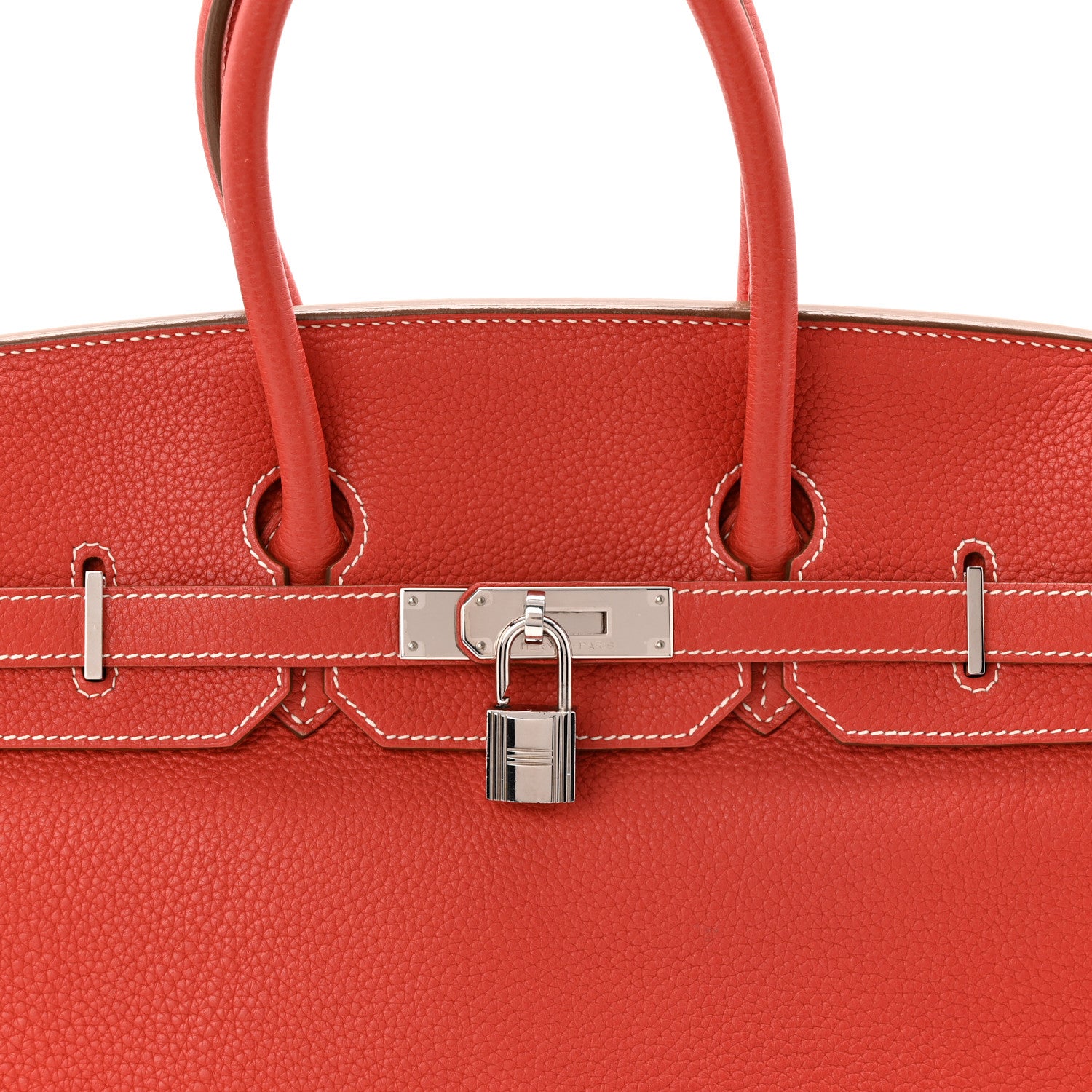 Hermes Taurillon Clemence Eclat Birkin 35 Sanguine White 8 of 11