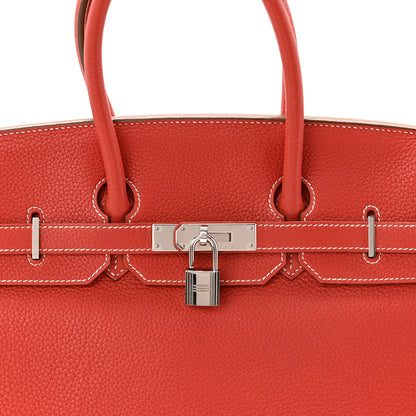 Hermes Taurillon Clemence Eclat Birkin 35 Sanguine White 8 of 11