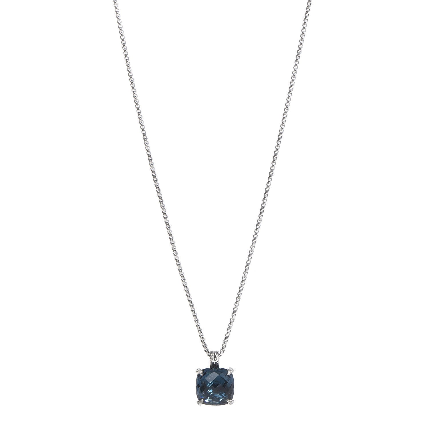 David Yurman Sterling Silver Diamond Hampton Blue Topaz 14mm Chatelaine Pendant Necklace 1 of 6