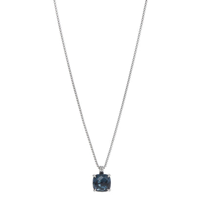 David Yurman Sterling Silver Diamond Hampton Blue Topaz 14mm Chatelaine Pendant Necklace 1 of 6