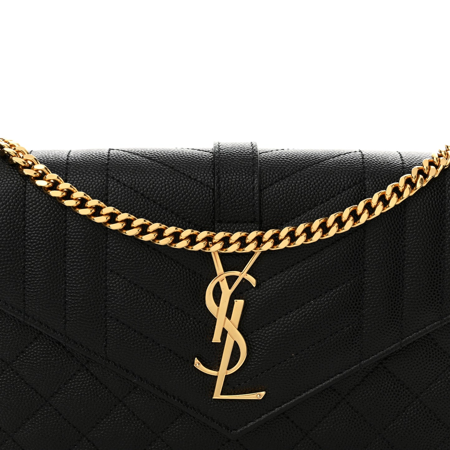 Grain De Poudre Mixed Matelasse Triquilt Monogram Chain Wallet Black