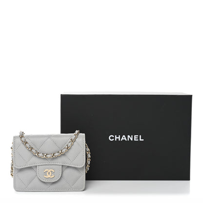 Chanel Caviar Quilted Flap Card Holder On Chain Grey 12 of 12