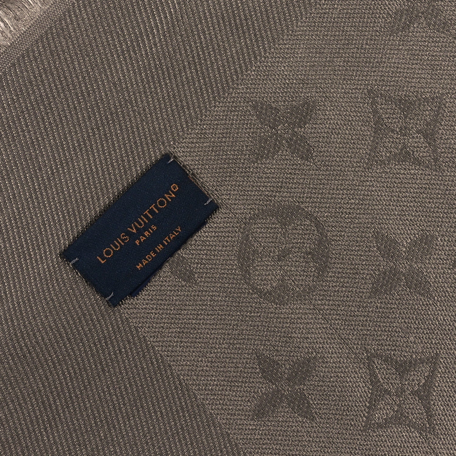Louis Vuitton Silk Wool Monogram Shine Classic Shawl Taupe 3 of 6