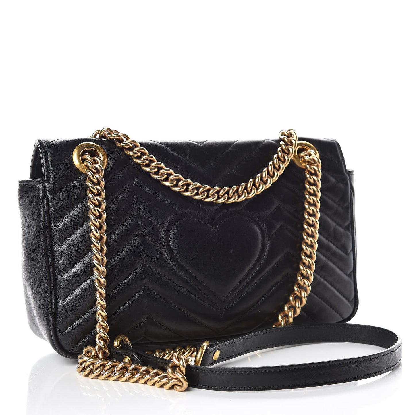 Calfskin Matelasse Small GG Marmont Shoulder Bag Black