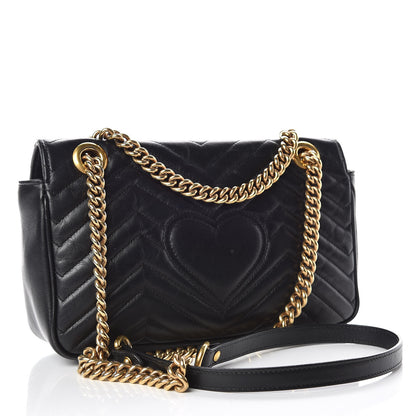 Gucci Calfskin Matelasse Small GG Marmont Shoulder Bag Black 3 of 16