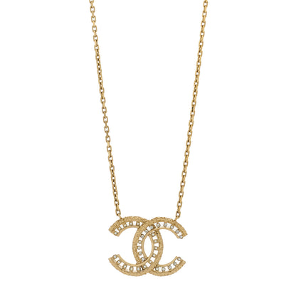 Chanel Crystal Textured CC Necklace Gold 1 of 4