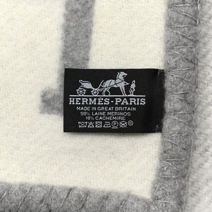 Hermes Wool Cashmere Avalon III Blanket Ecru Gris Clair 3 of 4