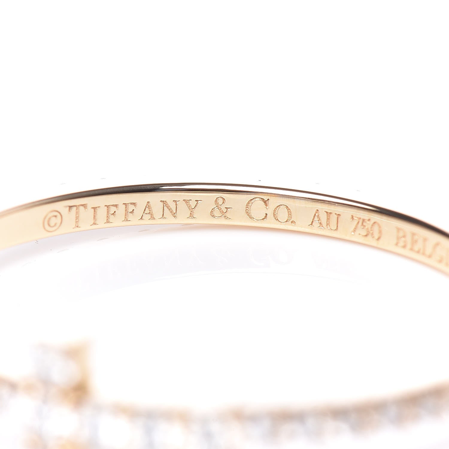 Tiffany 18K Yellow Gold Diamond T Wire Pave Ring 50 5.5 4 of 5