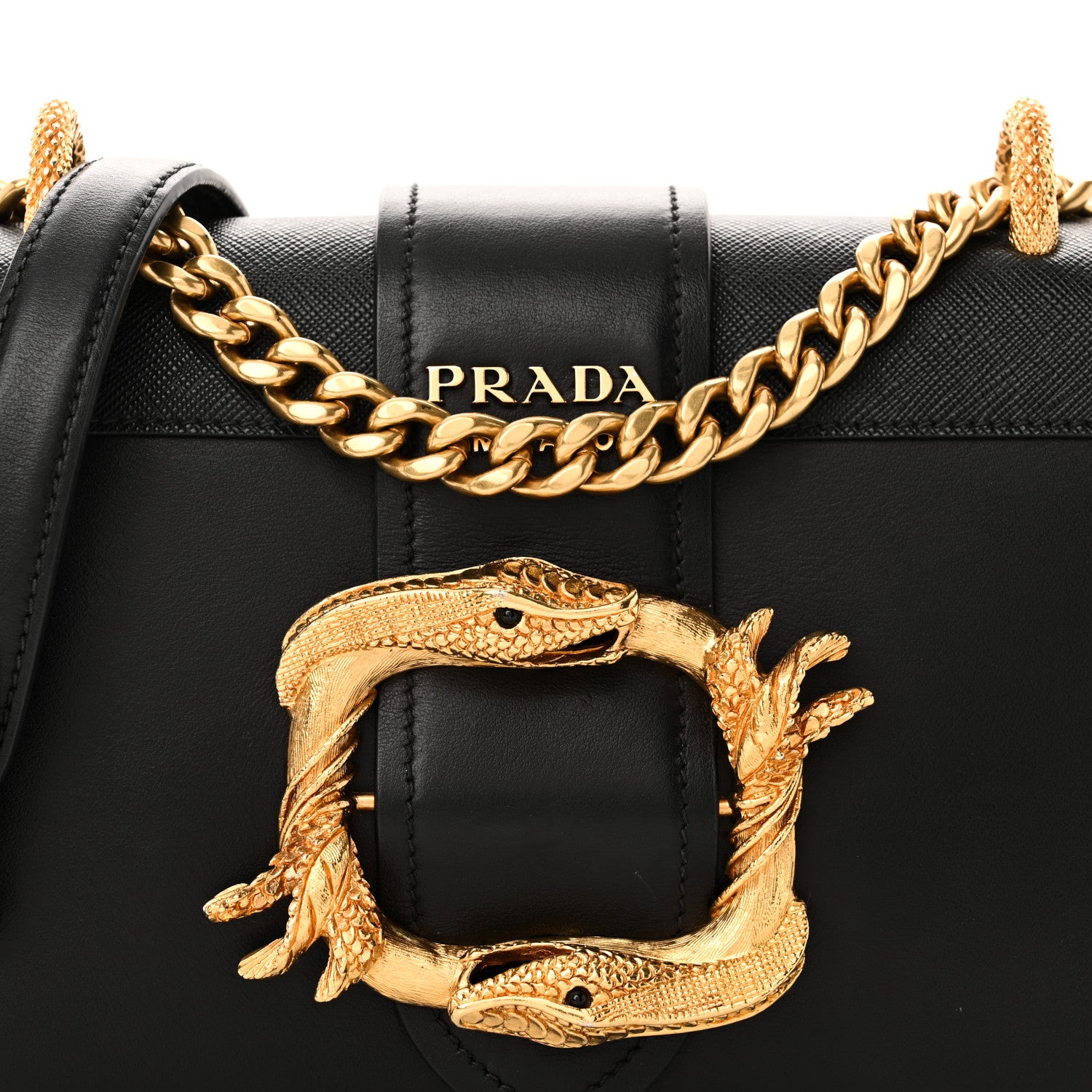 Prada City Calf Saffiano Animalier Cahier Bag Black 7 of 9