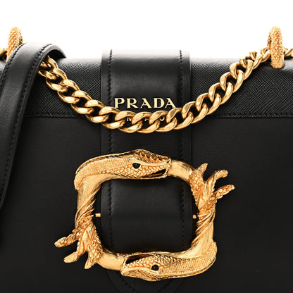 Prada City Calf Saffiano Animalier Cahier Bag Black 7 of 9