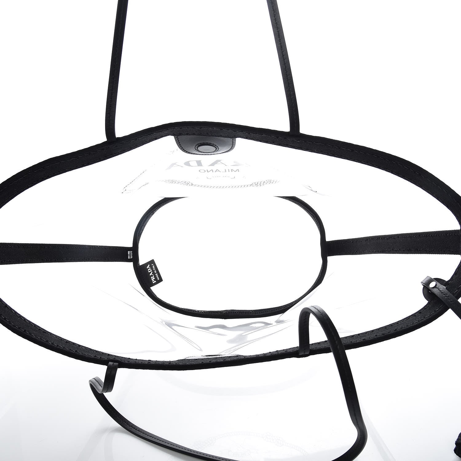 Prada Plexiglass Calfskin Small Shopper Tote Black 6 of 11
