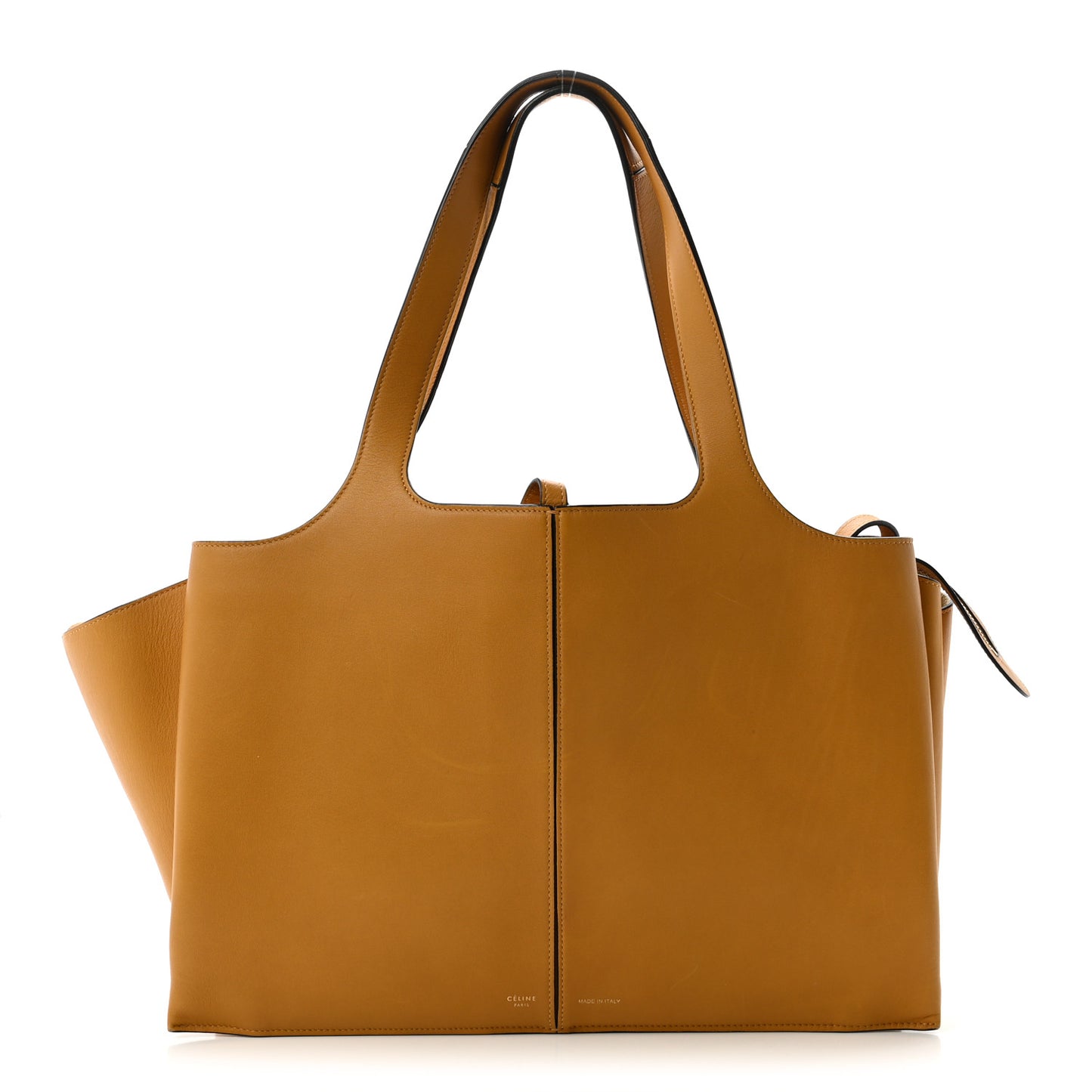 Supple Natural Calfskin Medium Tri-Fold Bag Ocre