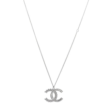 Chanel Baguette Crystal Large CC Necklace Silver 1 of 6