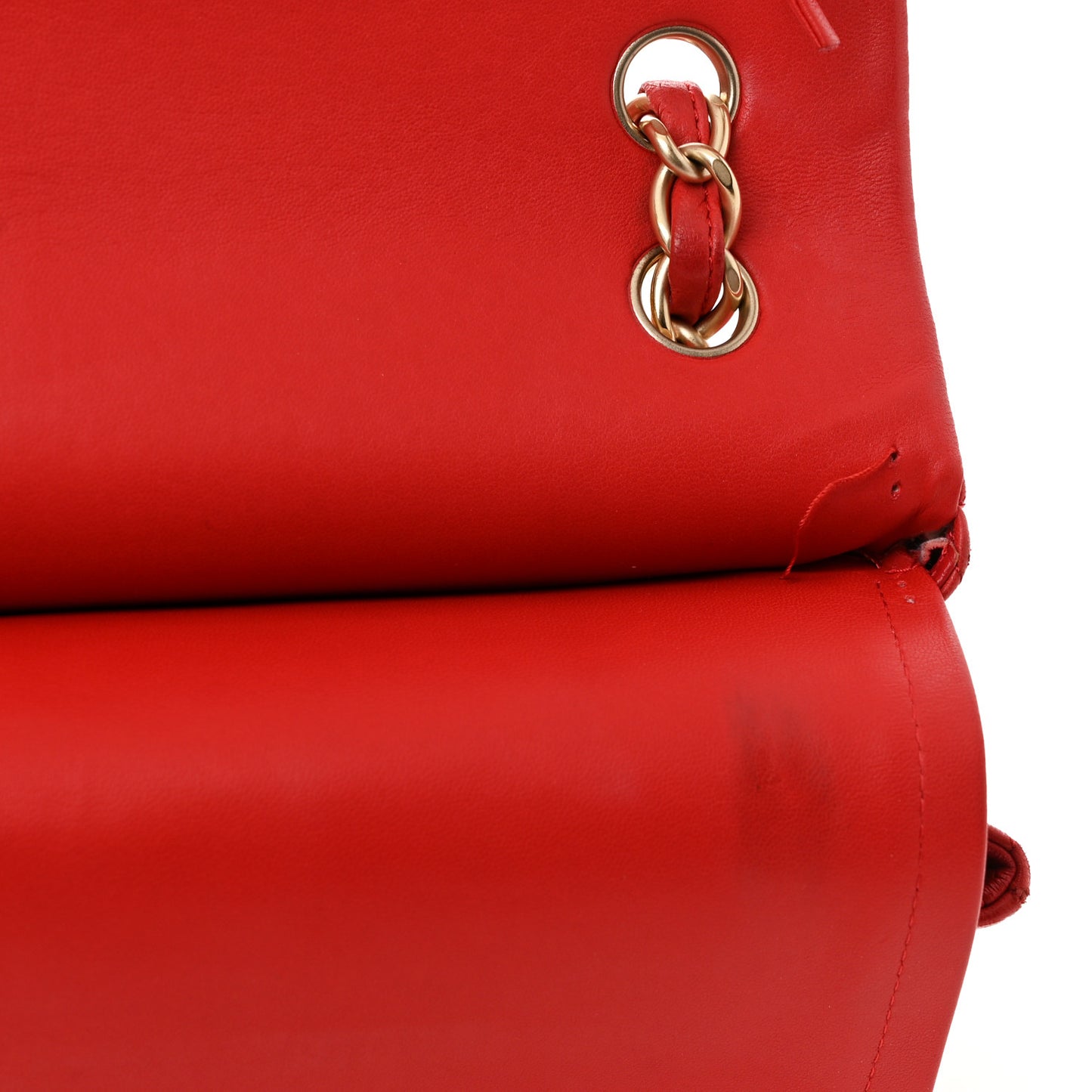 Lambskin Quilted Jumbo Double Flap Red